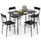 Costway 5PCS Dining Table Set for 4 Rectangular Kitchen Table & 4 Chairs with Metal Frame Cement Gray/Black